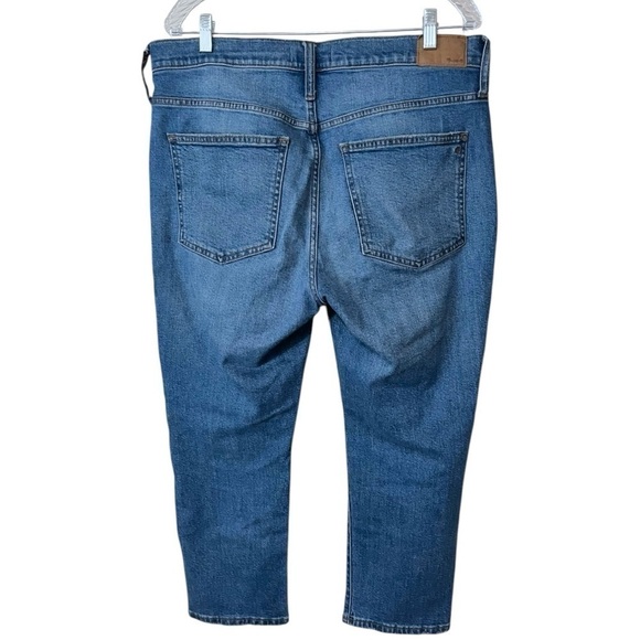 Madewell The Perfect Vintage Straight Leg Crop Medium Wash Distressed Jeans 32P - Picture 4 of 9
